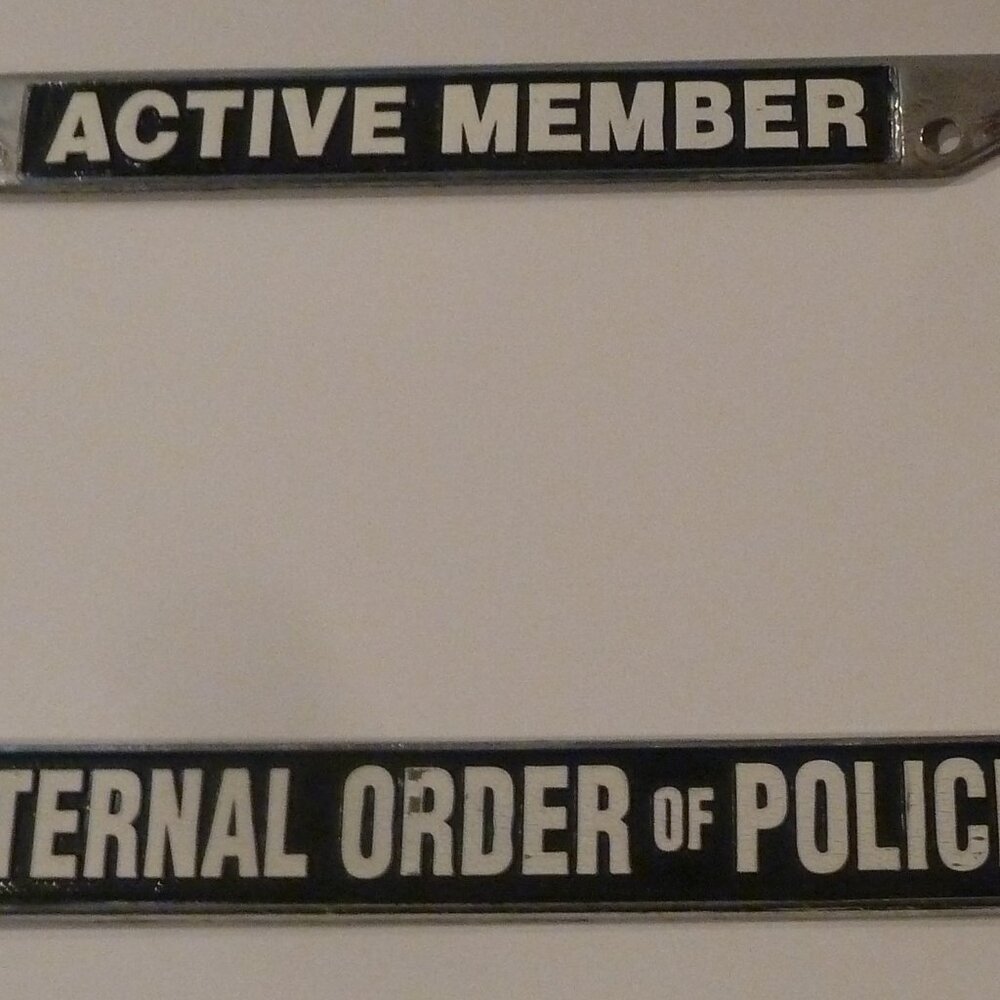 Vintage Fraternal Order of Police Metal License Plate Frame